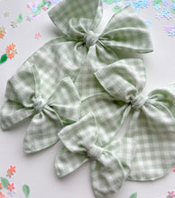 Load image into Gallery viewer, The Muted Mint Gingham Wholesale Bow
