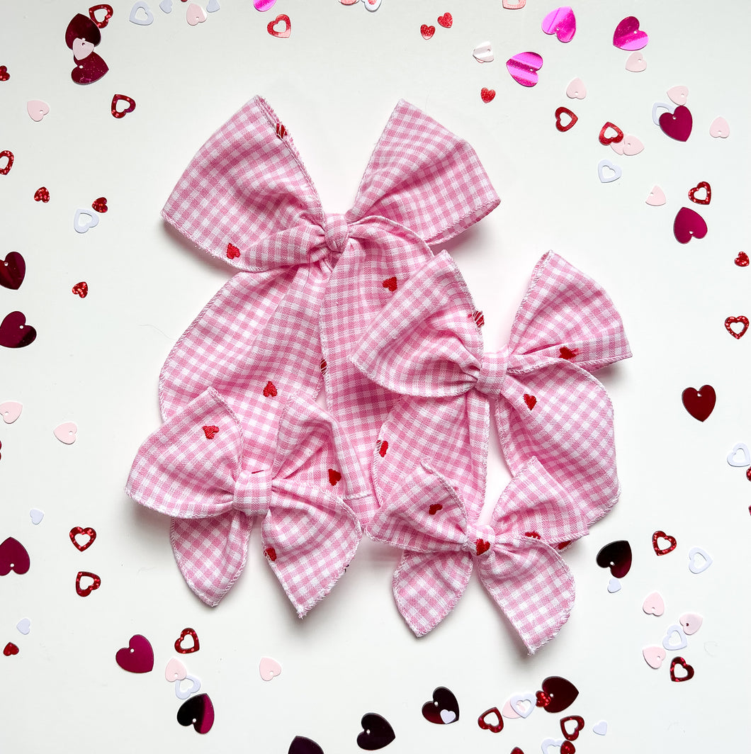 The Gingham Heart Bow
