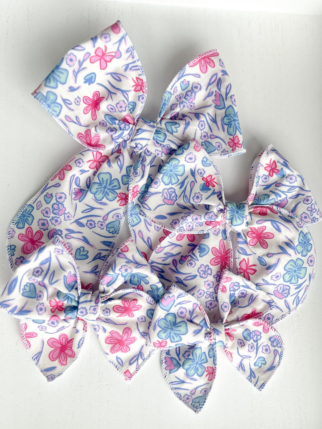 The Blue + Pink Spring Floral Bow