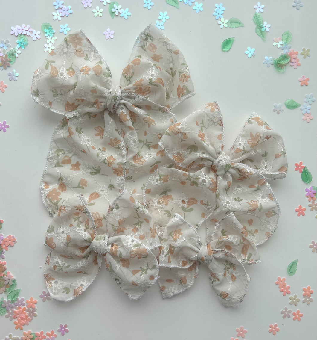 The Embroidered Floral Chiffon Bow