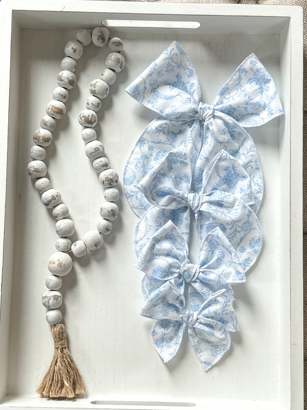 The Light Blue Floral Bow