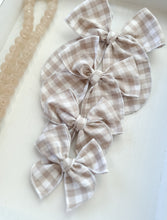 Load image into Gallery viewer, The Beige Gingham Bow
