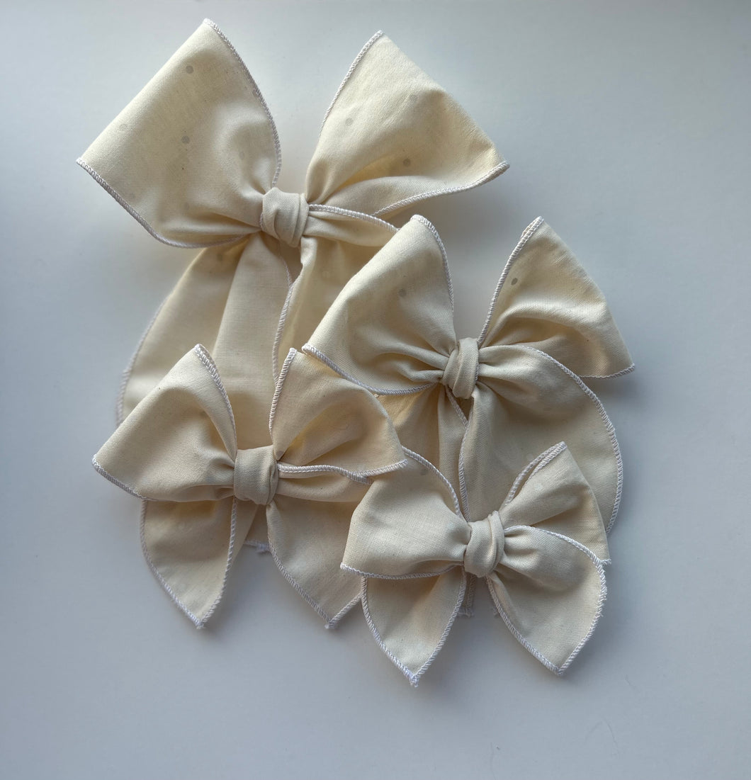 The Cream + White Dot Bow