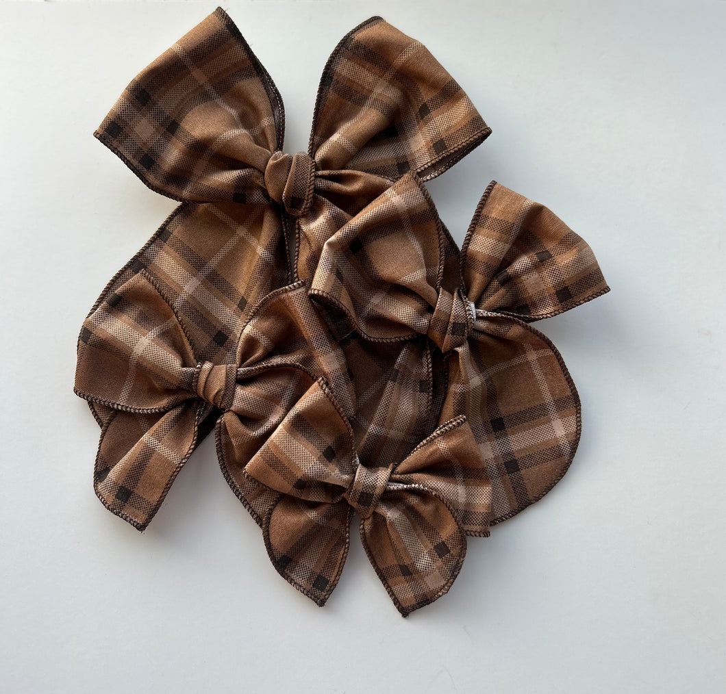 The Brown + Tan Plaid Bow