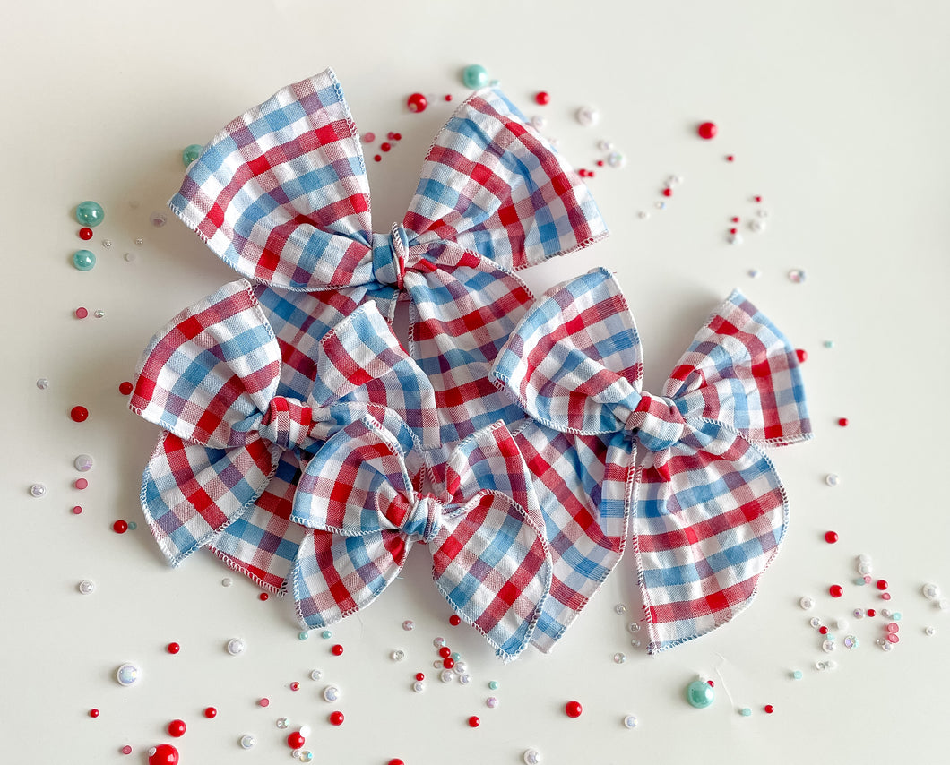 The Fourth of July Plaid Bow
