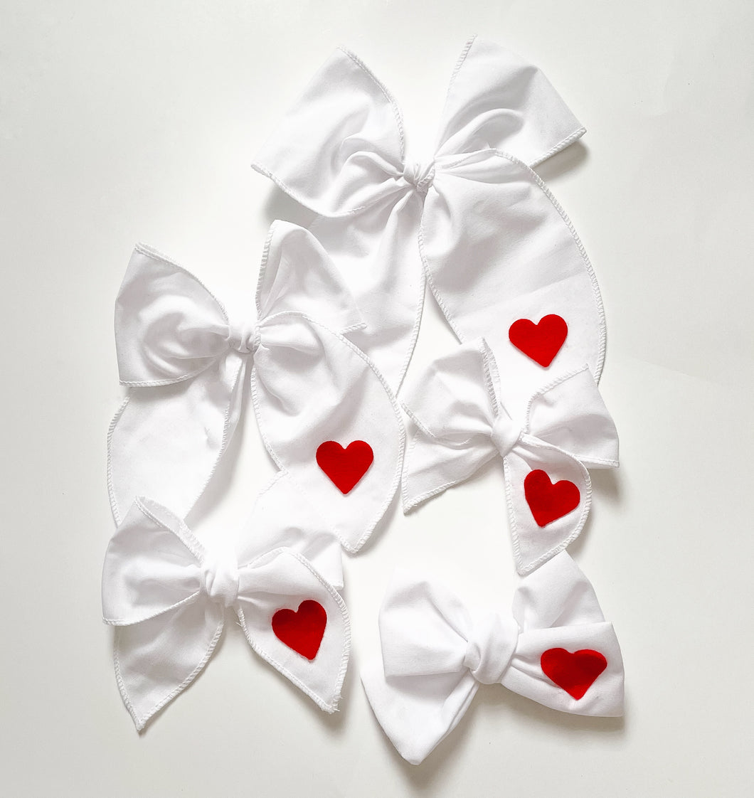 The White Valentine's Heart Bow